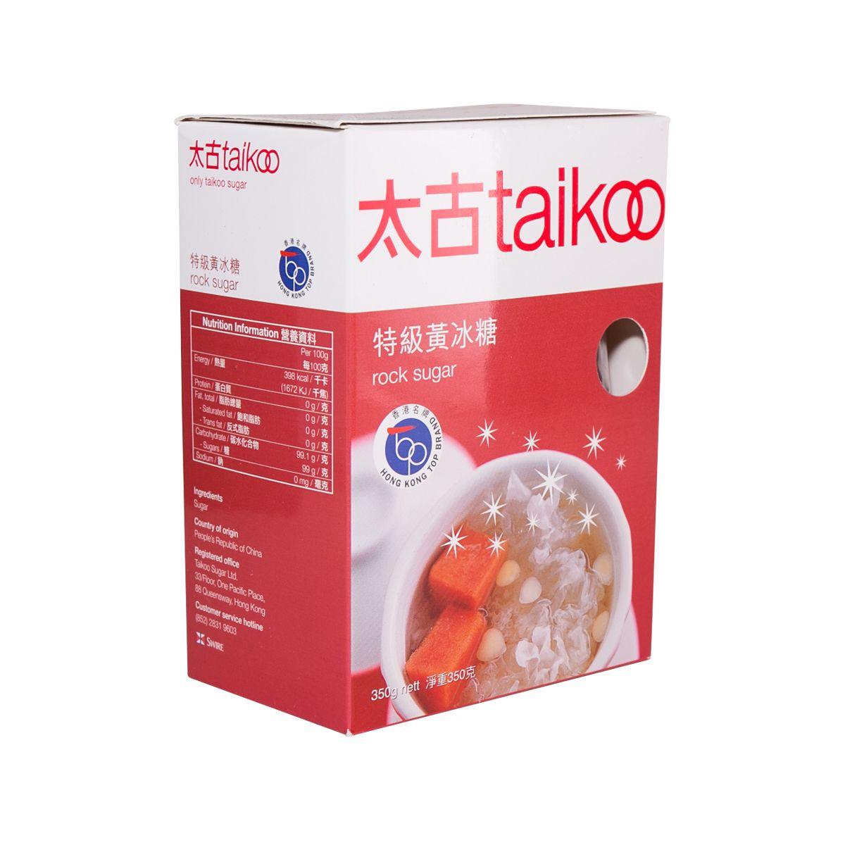 TAIKOO rock sugar 350g box side with nutrition panel and logo