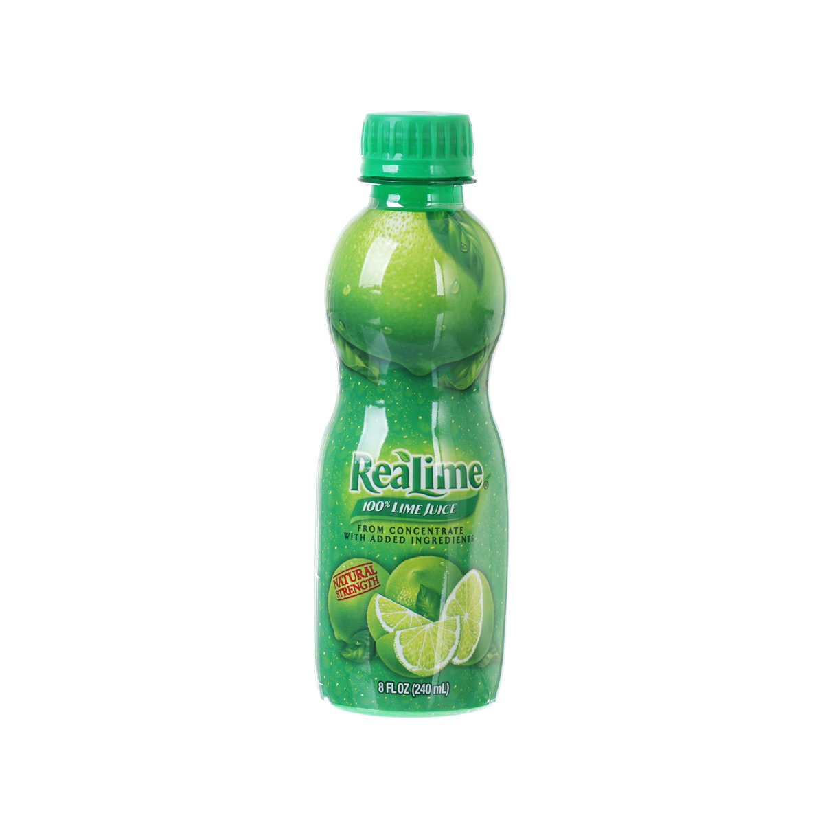 REALIME lime juice bottle, 240 mL, green plastic with green cap