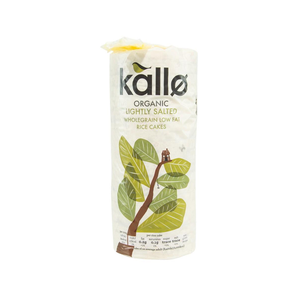 KALLO organic lightly salted rice cakes bag, front label