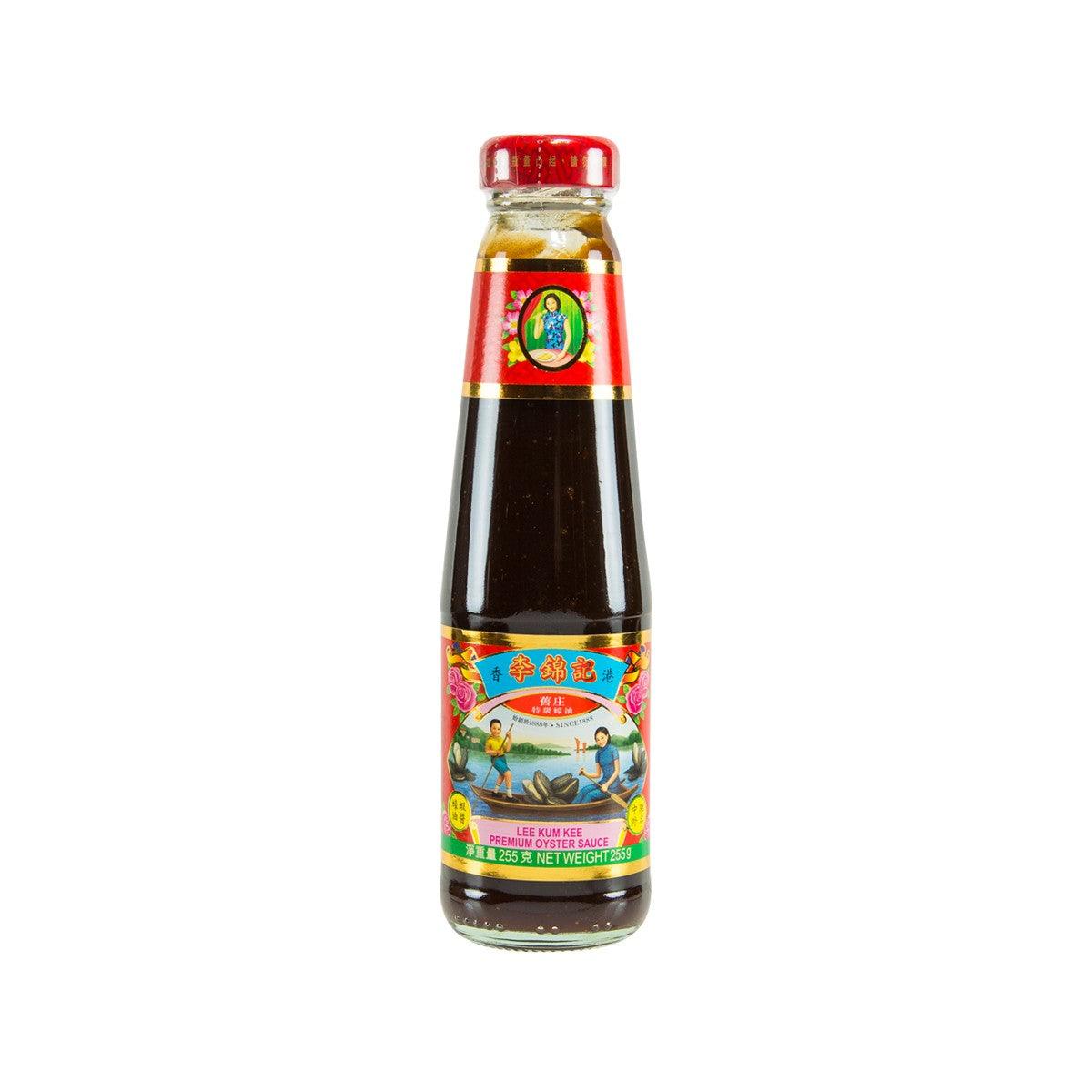 LEE KUM KEE Premium oyster sauce bottle, red cap, dark brown bottle