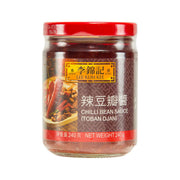 LEE KUM KEE chili bean sauce jar with red lid and dark chili bean paste