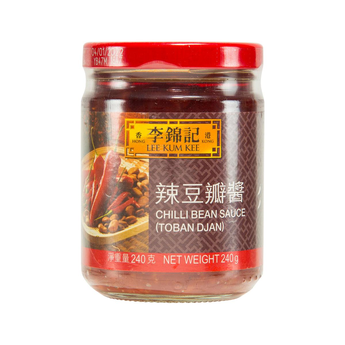 LEE KUM KEE chili bean sauce jar with red lid and dark chili bean paste