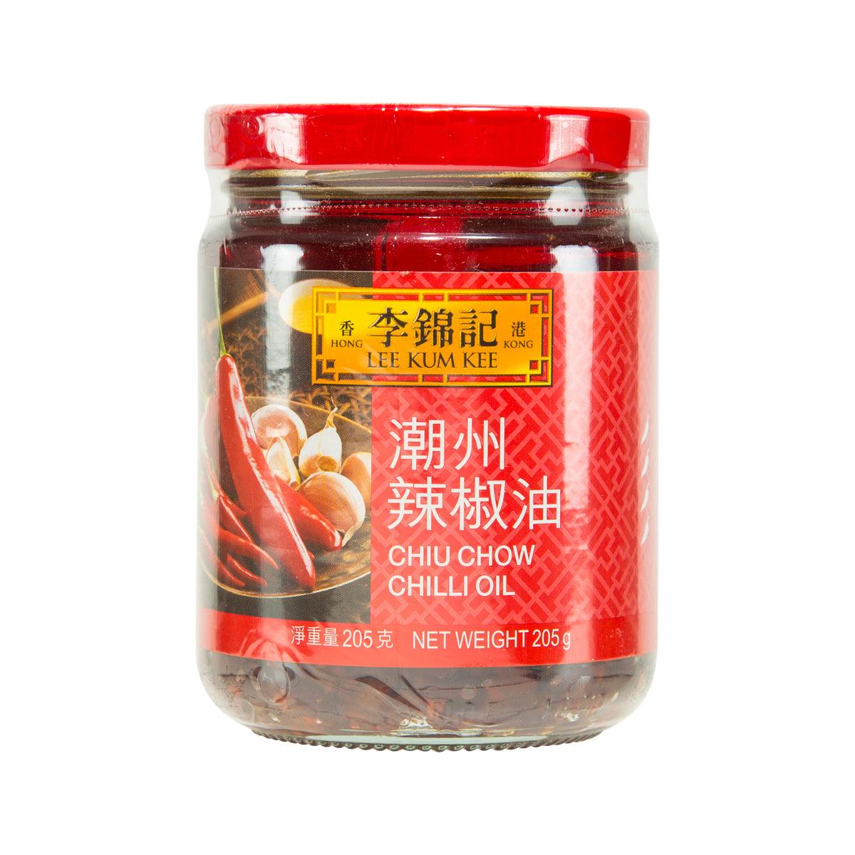 LEE KUM KEE chili oil jar with red lid and front label