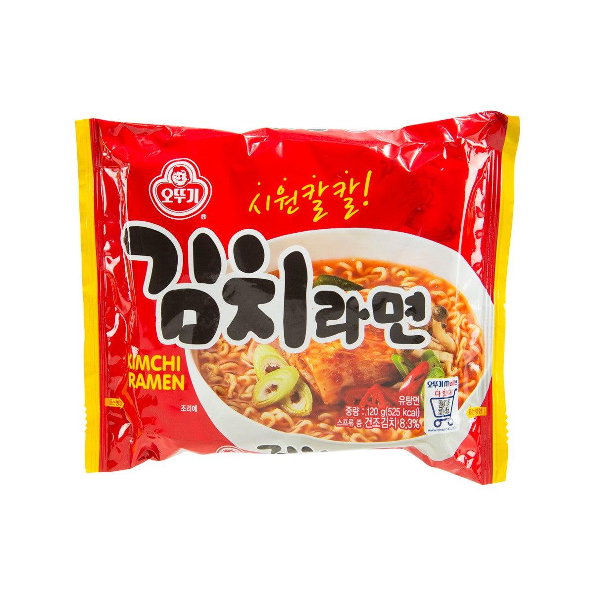 OTTOGI kimchi ramen packet in red packaging with bowl and “kimchi ramen” text