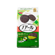 Matcha cream sandwich biscuits pack with YBC Noir branding, 16 pieces, front view.