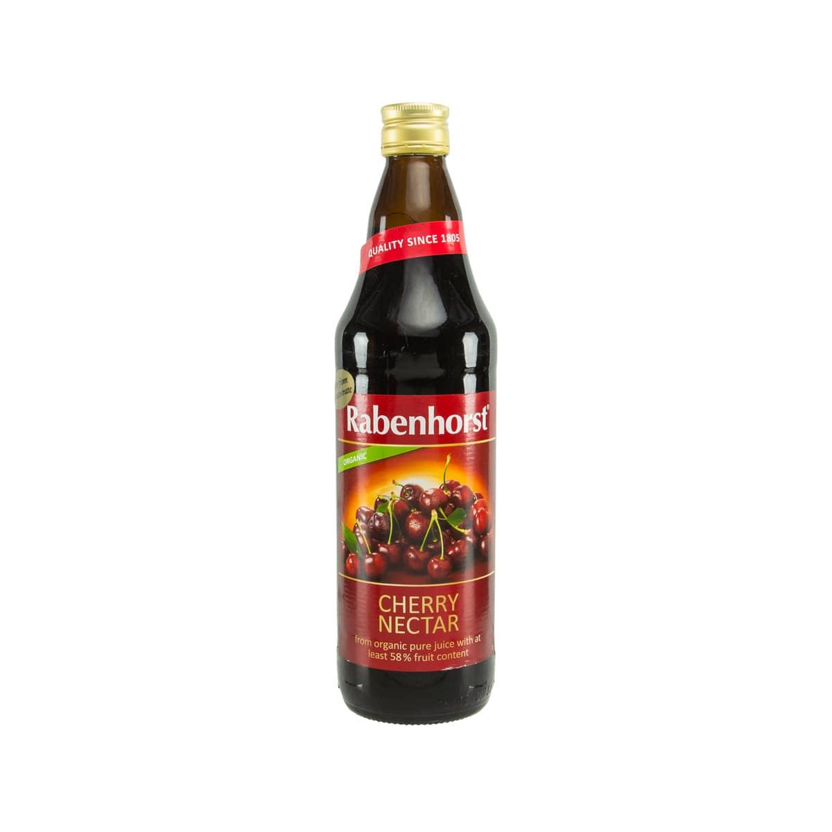 Rabenhorst organic cherry nectar bottle, 750 mL, dark glass with gold cap