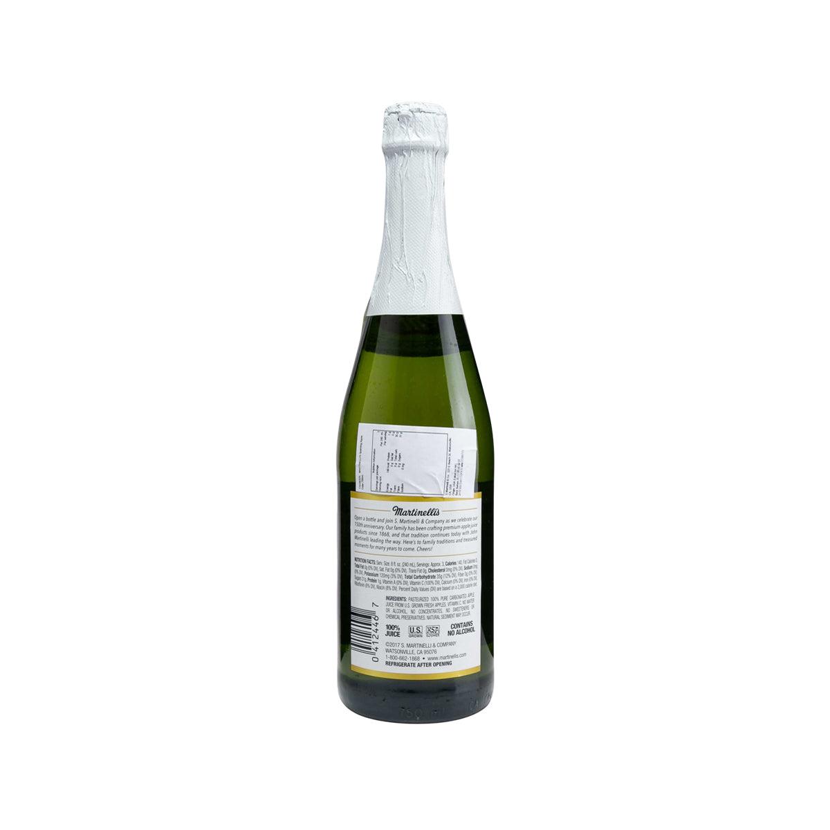 MARTINELLI'S sparkling apple cider bottle, back label, 750 mL