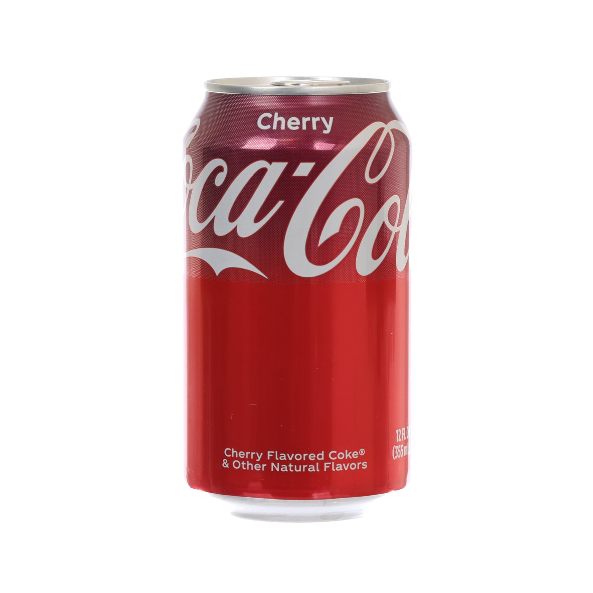 COCA-COLA cherry flavored soda can, red aluminum with Cherry and COCA-COLA logo