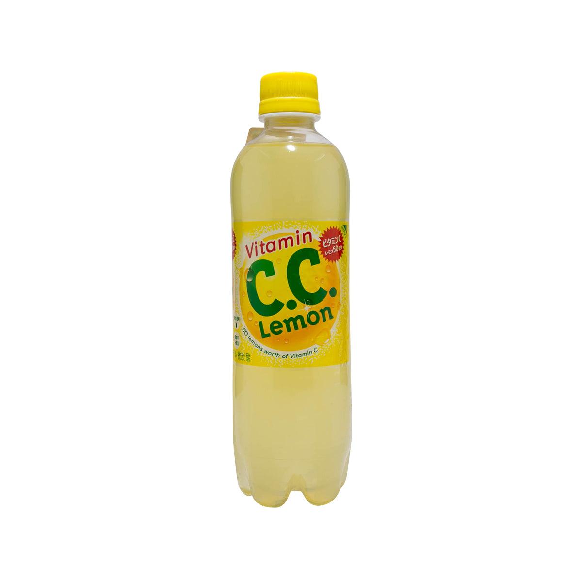 SUNTORY Vitamin C.C. Lemon drink bottle, clear yellow liquid, yellow cap