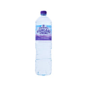 HIGHLAND SPRING 1.5L PET still spring water bottle, clear plastic with purple cap