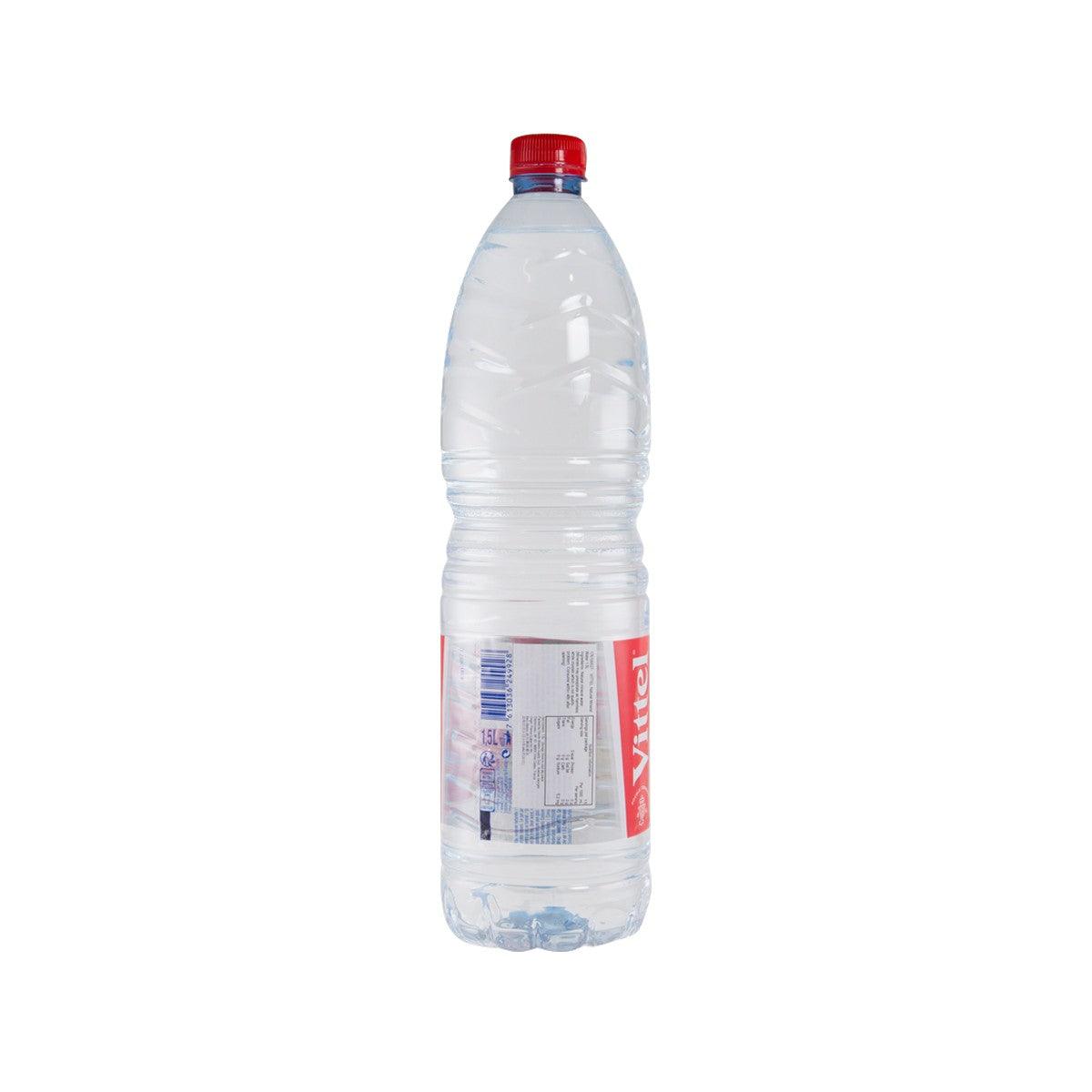 VITTEL natural mineral water bottle, 1.5L, back label with red cap