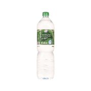 1.5L Volvic natural mineral water bottle with green cap and front label