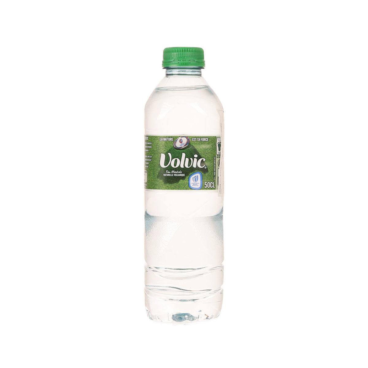 VOLVIC 500 mL clear mineral water bottle with green cap and front label