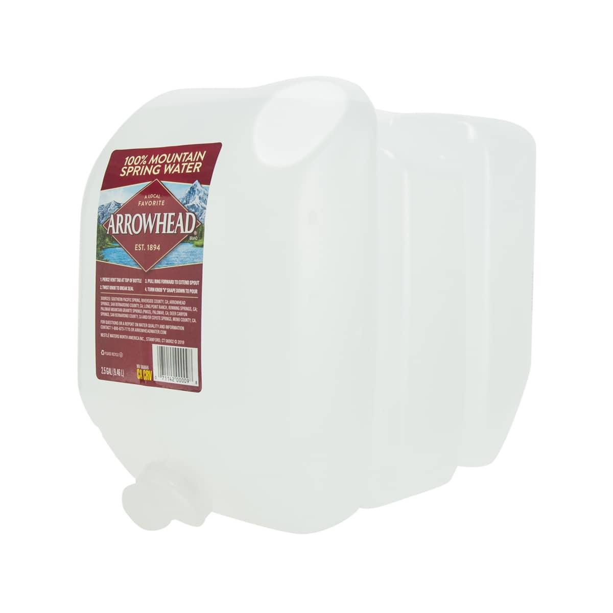 ARROWHEAD 9.46 L spring water jug, side view with label and spout