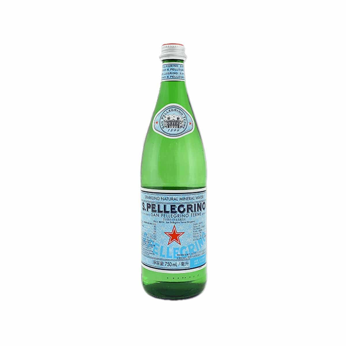 SAN PELLEGRINO sparkling natural mineral water bottle, 750 mL, green glass