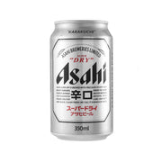 ASAHI Super Dry beer can, 350 mL, silver with label and 'Dry' text