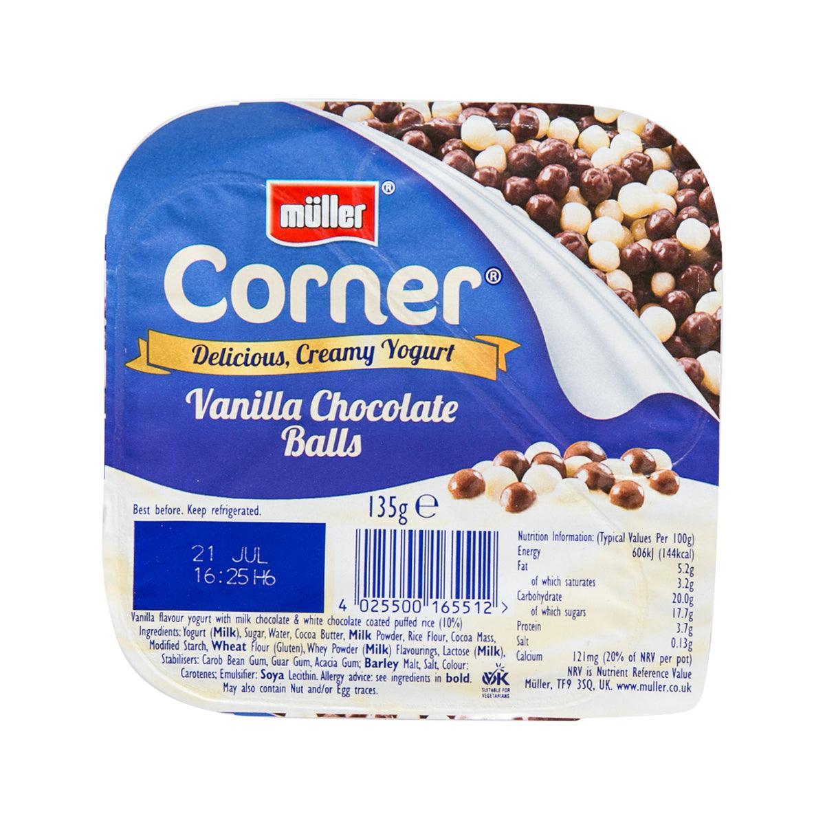 Muller Corner vanilla chocolate balls yogurt pot, 135g
