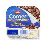 Müller Corner banana yogurt with milk chocolate coated cornflakes tub