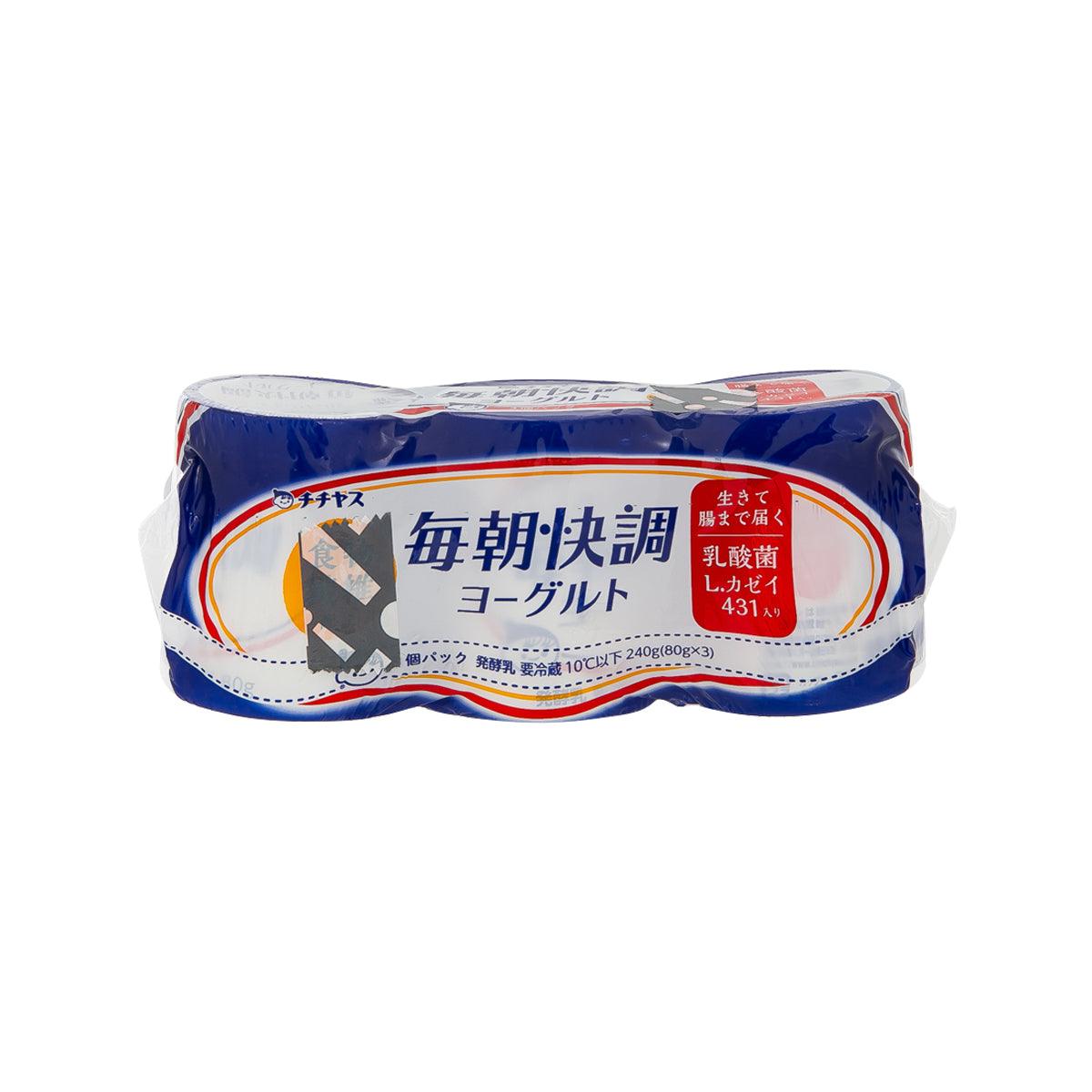 Blue yogurt multipack in clear plastic wrap, retail pack of 240 g