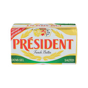 PRESIDENT salted French butter pack, demi-sel, yellow and green label