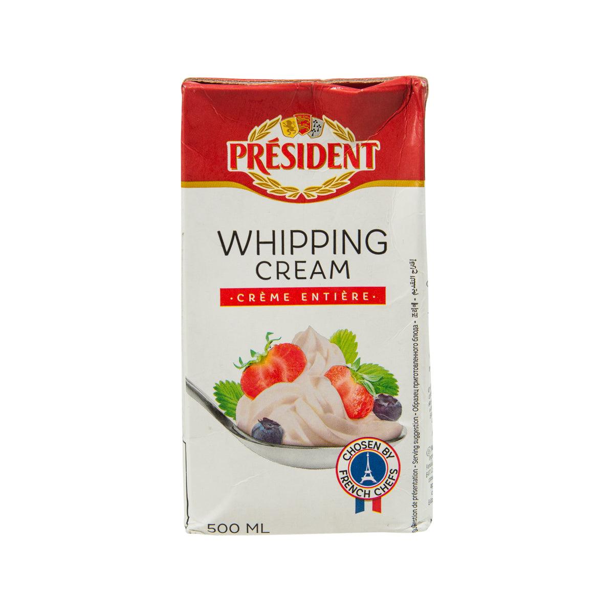 PRESIDENT UHT whipping cream carton, 500 mL