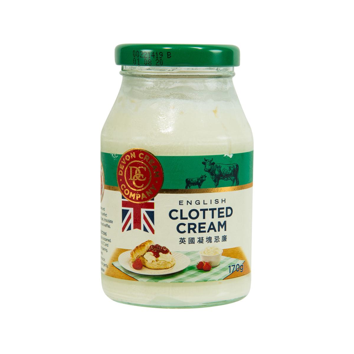 Clotted cream jar with green cap, 170g label