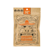 Beef jerky pouch with Righteous Felon Habanero Escobar label