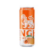 SINGHA yuzu lemon soda zero sugar can, 330 mL, orange front label