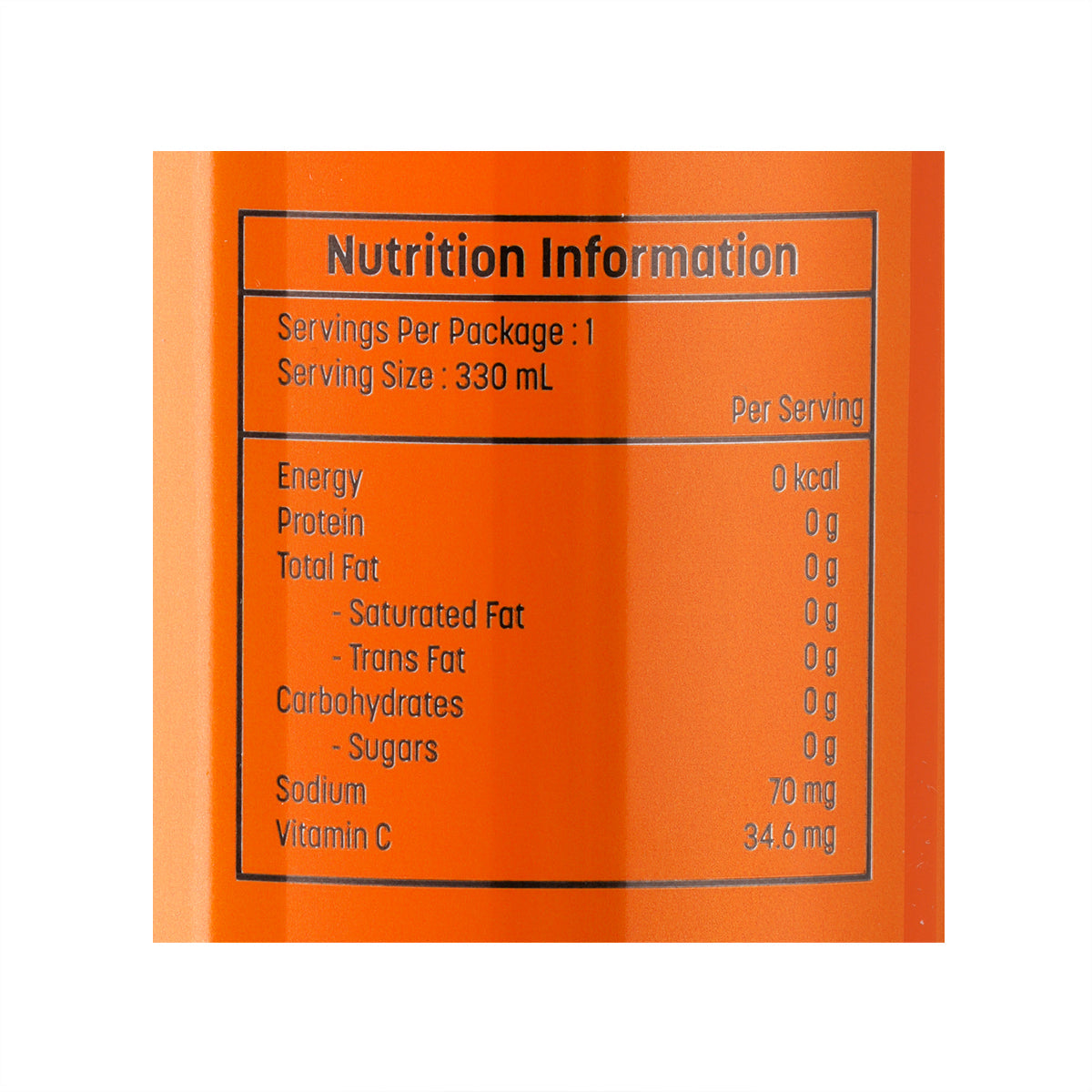 SINGHA yuzu lemon soda zero sugar nutrition facts panel, 330 mL
