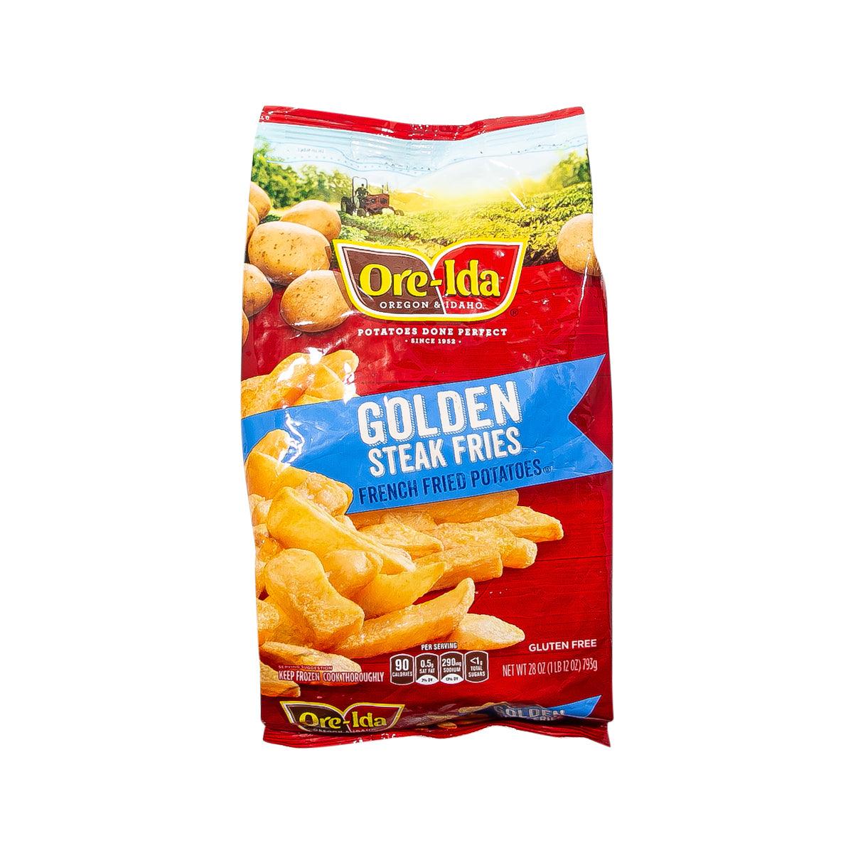 ORE-IDA Golden Steak Fries French-fried potato fries bag, front view