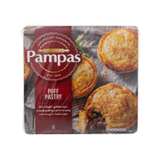 Pampas ready rolled puff pastry 1kg pack with puff pastry rounds and label