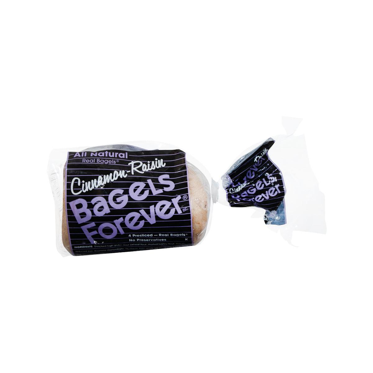 Presliced cinnamon raisin bagels in plastic package