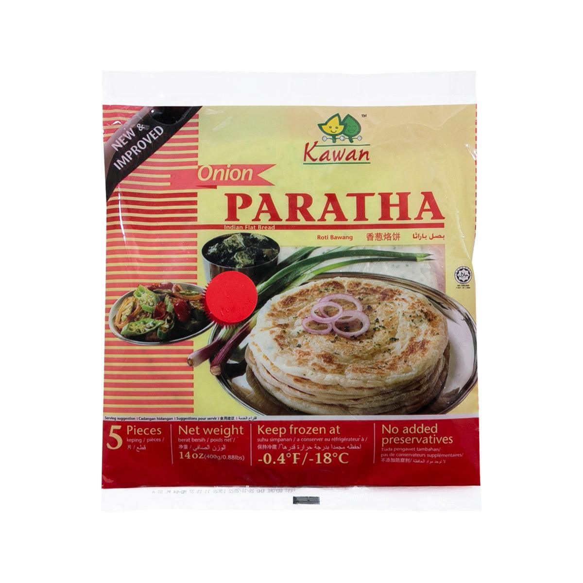 KAWAN frozen onion paratha pack, 5 pieces, net weight 400 g