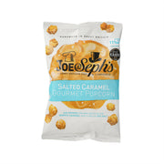 Salted caramel gourmet popcorn bag with caramel design and JOE & SEPH'S branding