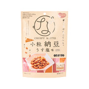 Lightly salted crispy natto snack pouch, front view with natto bowl graphic