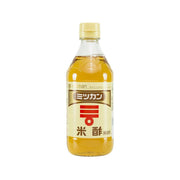 MIZKAN rice flavored distilled vinegar bottle, 500 mL, amber liquid with yellow cap