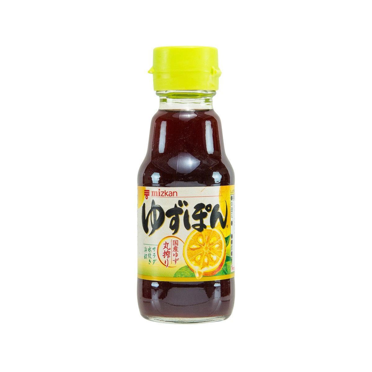 MIZKAN yuzu citrus vinegar seasoning bottle, yellow cap, amber liquid, front label