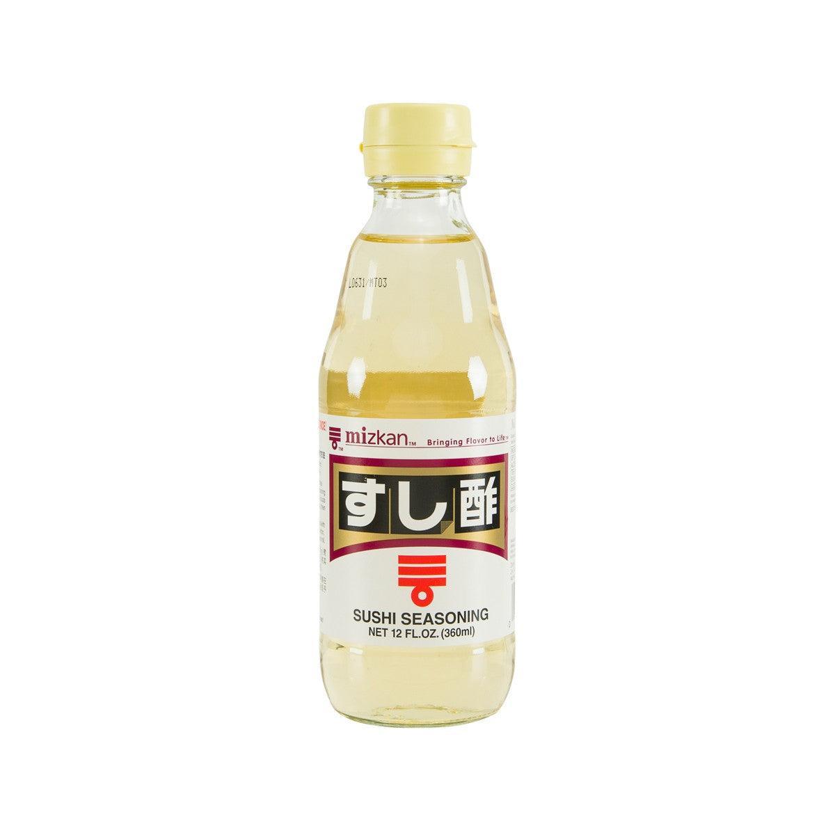 MIZKAN sushi seasoning bottle, 360 mL, clear amber liquid with yellow cap