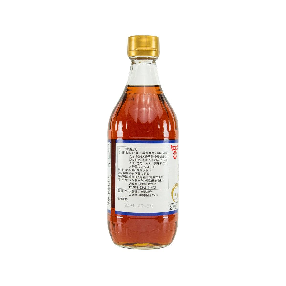 FUNDOKIN white soup stock bottle, 500 mL, back label with ingredients text