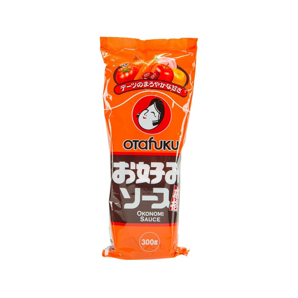 Otafuku okonomi sauce pouch, 300g, orange and black plastic package