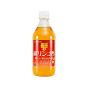 MIZKAN pure apple vinegar bottle with amber liquid, clear 500 mL plastic