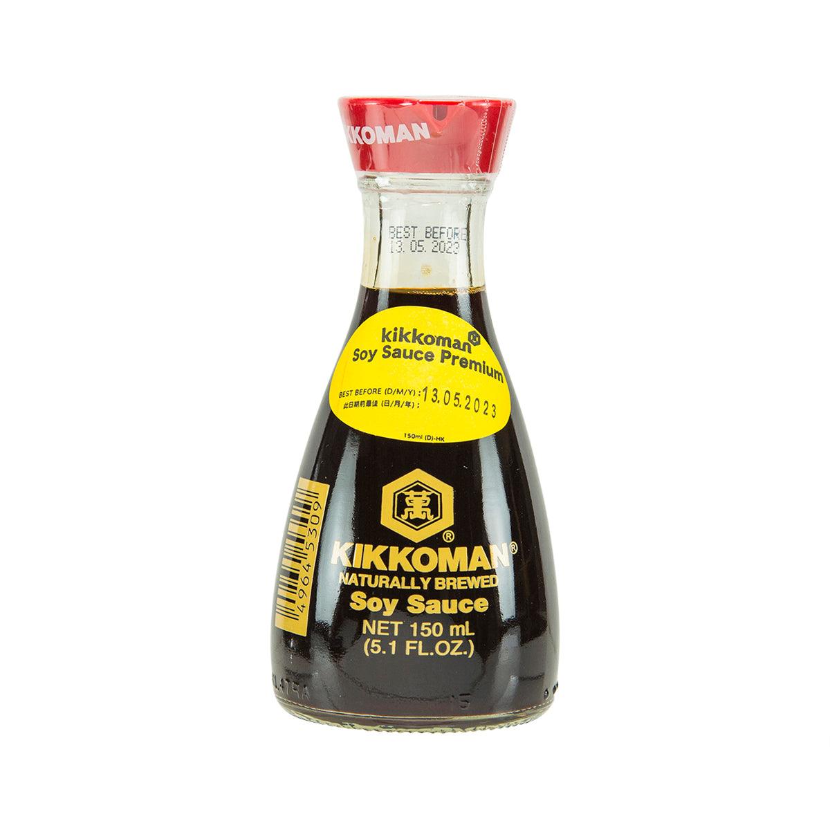 KIKKOMAN naturally brewed soy sauce bottle, red cap, 150 mL