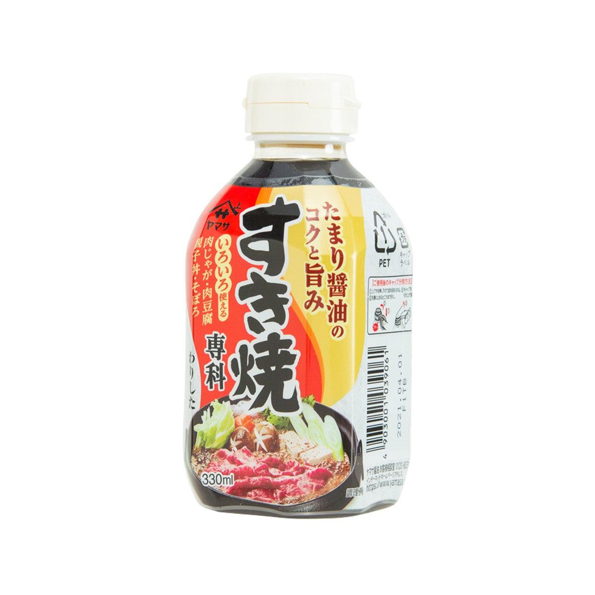 Sukiyaki sauce bottle, 330 mL, side view with barcode and nutrition panel
