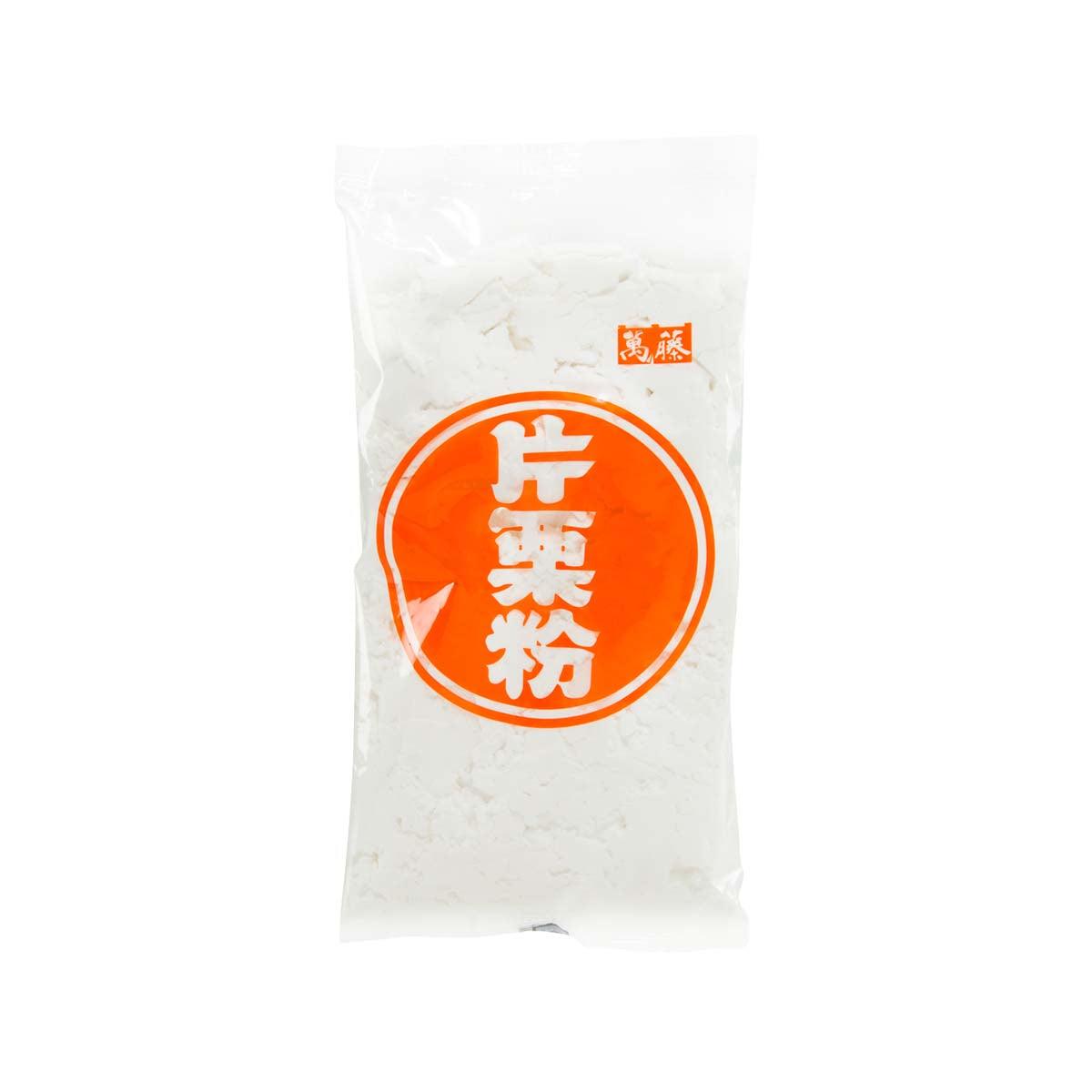 MANTOU potato starch in white plastic bag with orange circular label, 200g