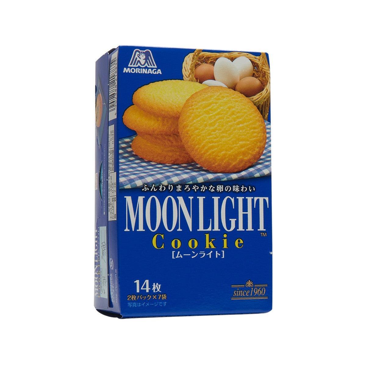 MORINAGA Moonlight Cookie box, 113g, blue package with cookies and eggs illustration