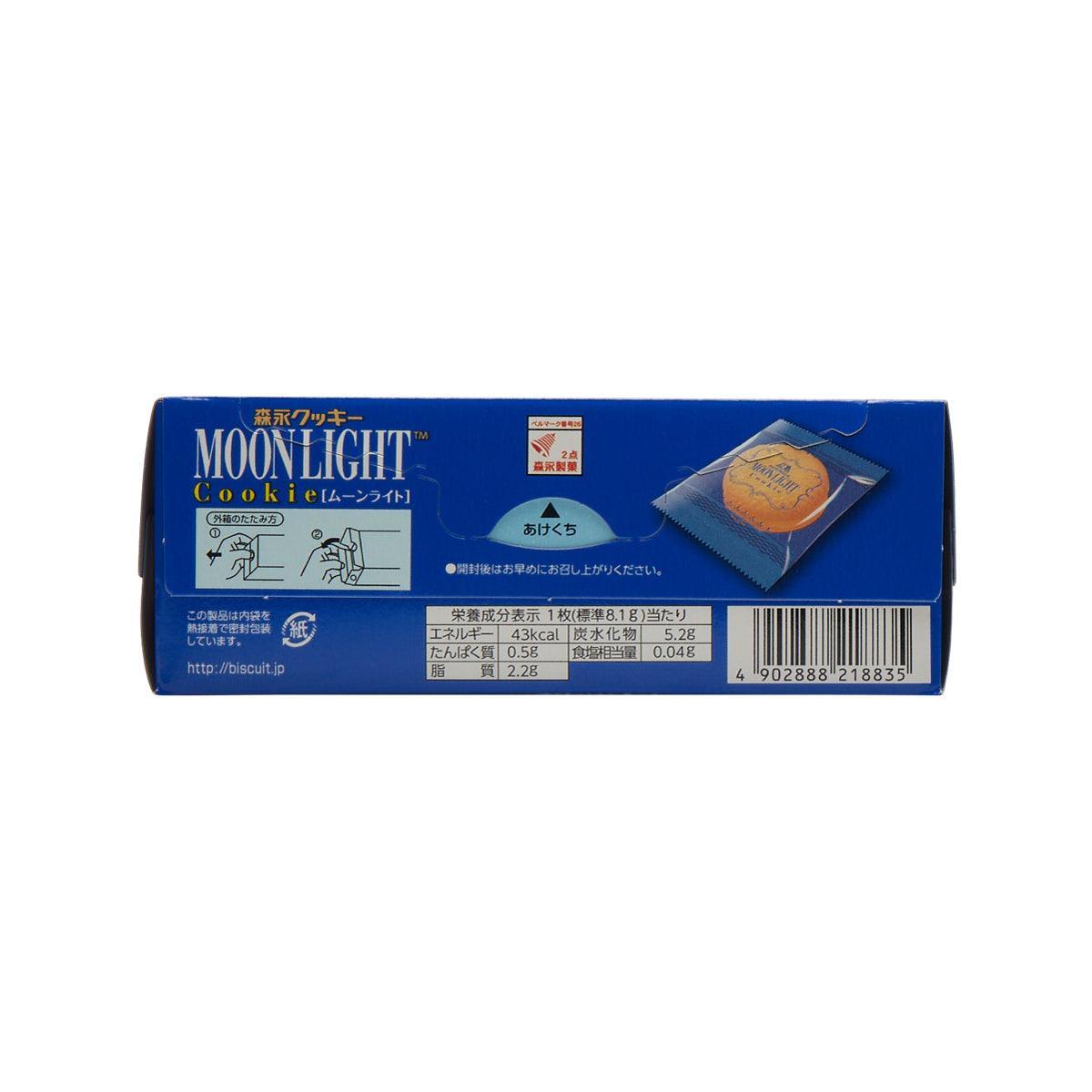 MORINAGA Moonlight Cookie box, 113g, back panel with barcode and serving guide