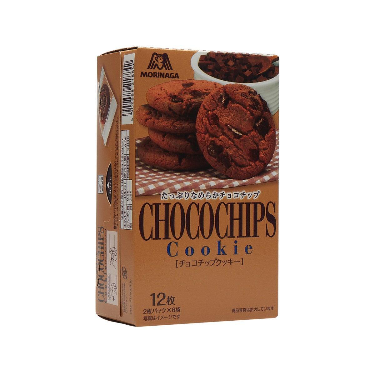 MORINAGA Chocochips chocolate chip cookie box, pictured cookies, 12 pieces