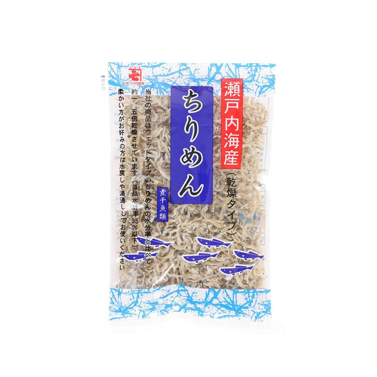 KANESHICHI dried small anchovy, 45 g pouch with fish pieces visible