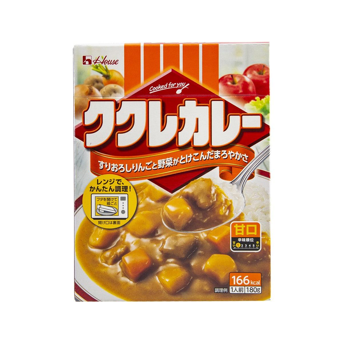 HOUSE Kukure mild hot curry sauce mix, 180g box with serving instructions