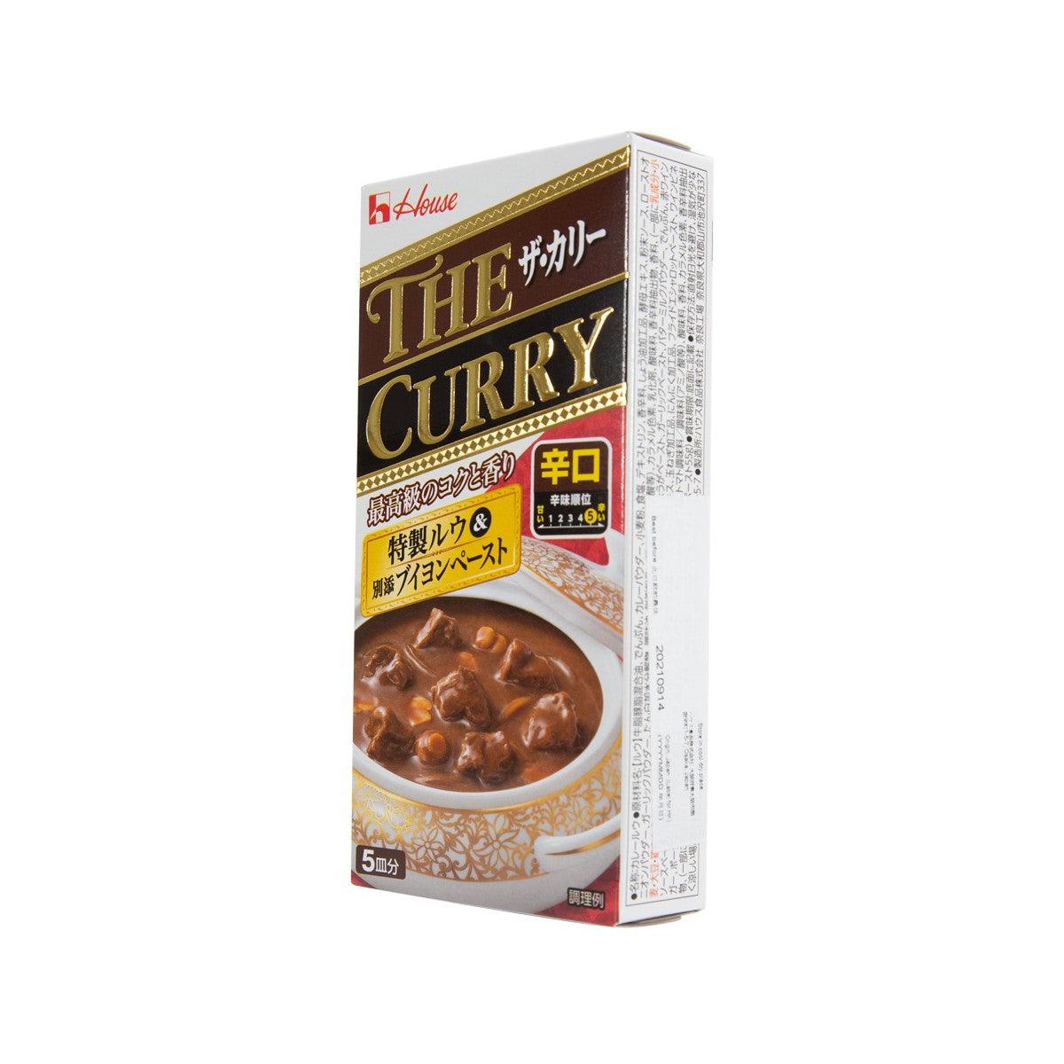Hot curry paste box side view, 140g, with barcode and product details